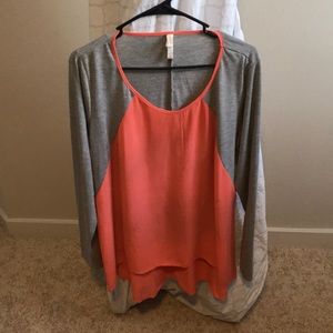 Gray & Peach Long Sleeve Shirt
